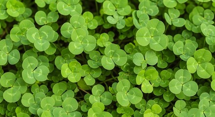 A dense patch of lush green clover with many leaves visible.