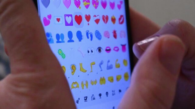 Girl Choosing and Picking Emojis for Boyfriend Message | Cute Romantic Texting Close-Up