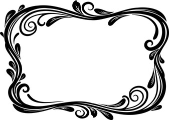 Fototapeta premium A black and white vector graphic of an ornate frame with floral design elements