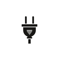 Obraz premium Black electrical plug icon representing a connection point for power delivery and energy transfer