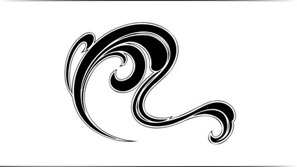 Obraz premium A stylized black wave icon on a white background, created in a minimalist vector graphic design style.