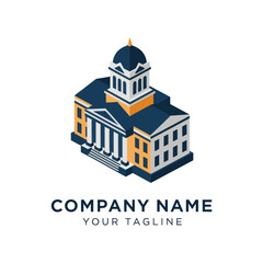 Obraz premium Stylized Building with Dome and Columns.