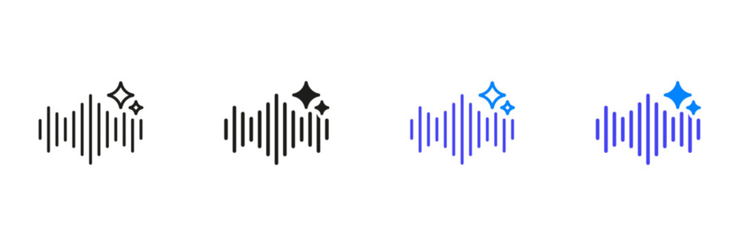 AI Voice Generator Line And Solid Icon Set. Artificial Intelligence Tools for App Outline And Silhouette Symbol Collection. Speech and voice recognition Icon. Isolated Vector Illustration