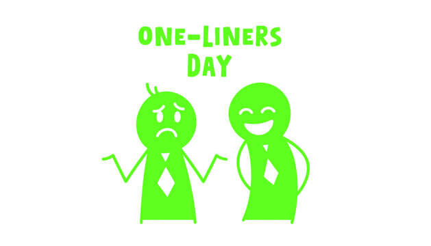 Two cartoon characters in colorful ties on One Liners Day