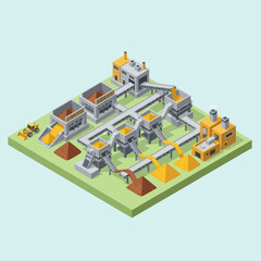 Fototapeta premium 3D Isometric Industrial Factory Model with Machinery.