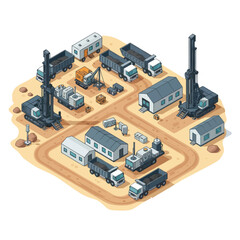 Obraz premium Oil Refinery Industrial Complex Isometric View.