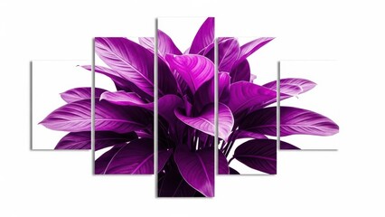 Purple Leaves Art Piece on White Background