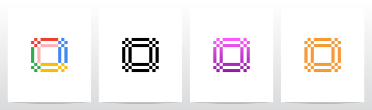 Pixel Squares Rectangles Grid Letter Initial Logo Design O
