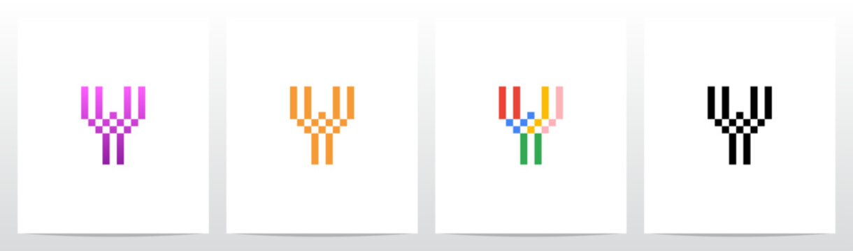 Pixel Squares Rectangles Grid Letter Initial Logo Design Y