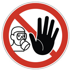 Prohibition sign depicting a diver being stopped by a hand gesture
