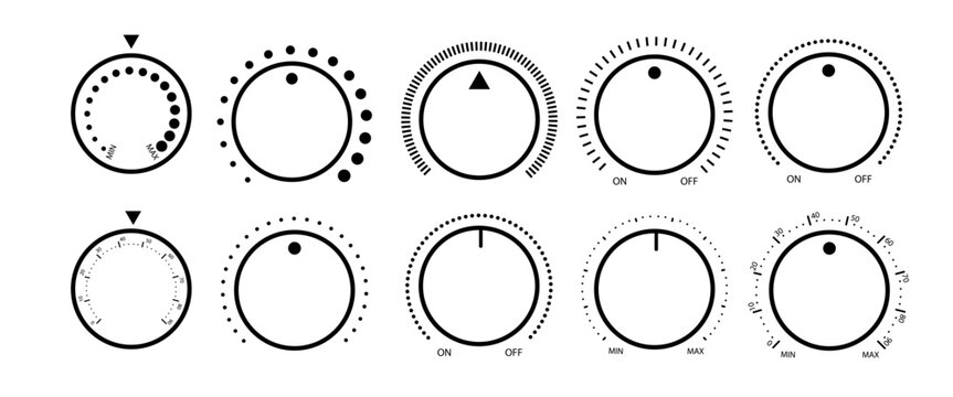Round scale and controller volume level knob with