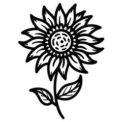 Fototapeta premium Black and white sunflower illustration