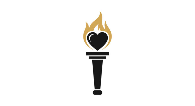 Torch with Heart Flame Symbolizing Love and Passion.