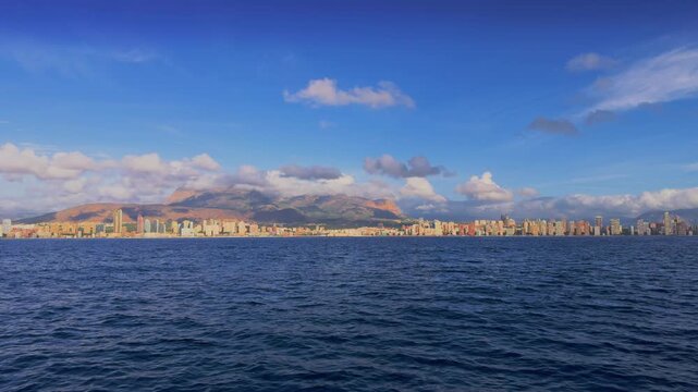 Benidorm skyline from the sea Costa Blanca Alicante Mediterranean