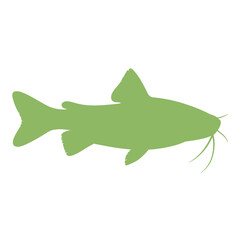 Fototapeta premium A simple green silhouette of a catfish facing to the right