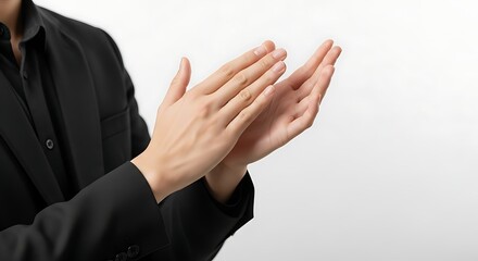 Businesswoman Clapping Hands In Professional Office Setting