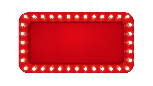Red Neon Sign Frame with Bulbs