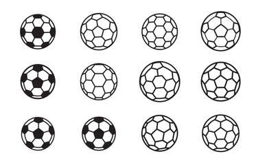 Obraz premium Soccer Ball Line Art Icons, Editable Stroke Outline Vector Illustration Set