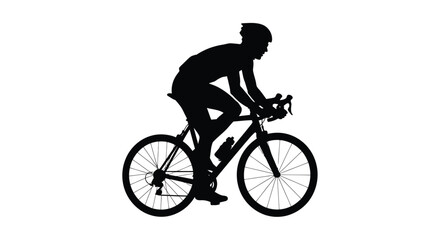 Obraz premium Cyclist riding a road bike in a stark black silhouette