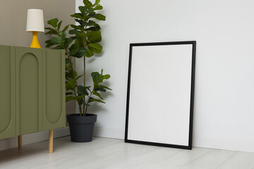 Serene Scene With Plant And Furniture, Tranquil Composition Featuring Pot And Furniture Elements