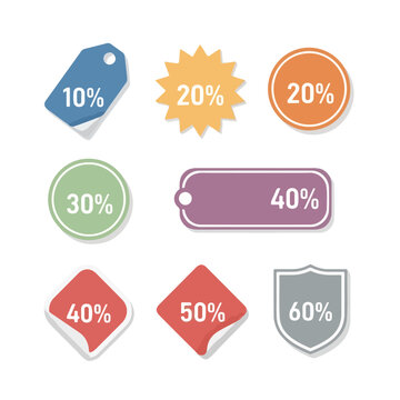 Assorted Discount Tags and Badges Collection