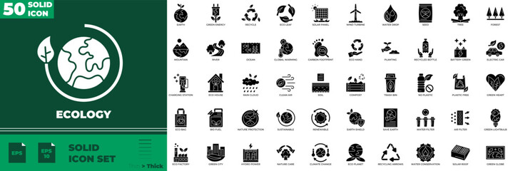 Ecology Solid Editable Icons set