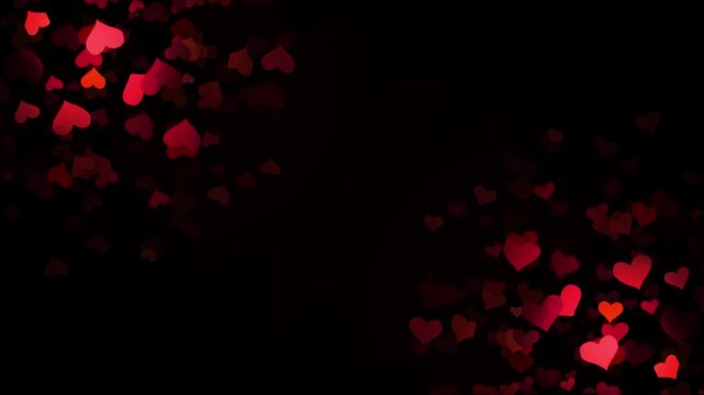 red love flying animation. red love hearts 4k dynamic loop video love particle flying cinematic background