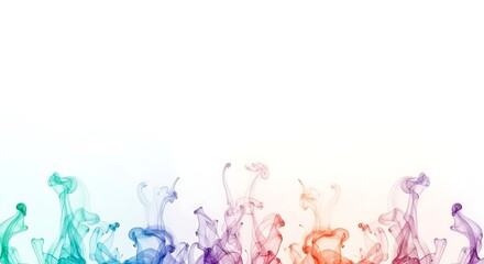 Colorful ink in water splash along bottom on white background