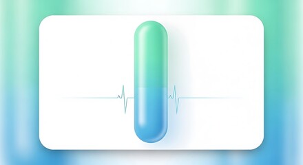 Medical capsule icon on clean gradient health background