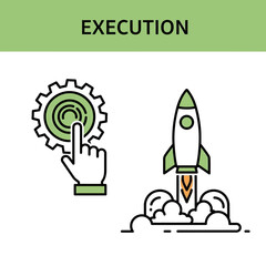 Obraz premium 2D vector illustration of a business success concept featuring a word cloud sign on a blue background as a digital network communication symbol for internet technology full colour