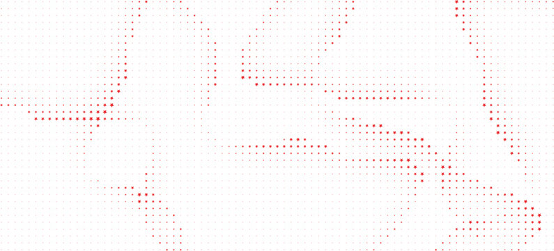 Red star abstract background with dots, Red star dot halftone texture