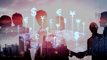 Fototapeta na wymiar Currency exchange and fintech innovation in global money transfer, digital currency conversion, secure currency exchange platforms, and next-generation money exchange technologies. Muxer