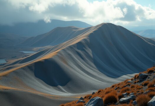 Elongated Drumlin Hill Sculpted by Glacier Movement Dynamic Rolling Terrain