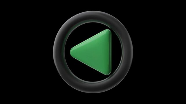 Modern green play button icon on black background