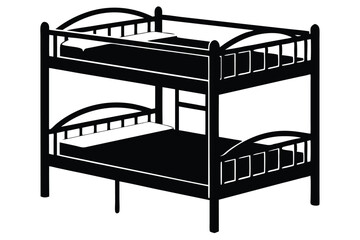 bunk bed silhouette line art vector illustration