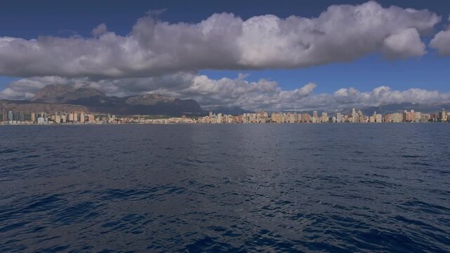Benidorm skyline from the sea Costa Blanca Alicante Mediterranean