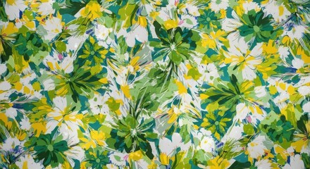 Bright green and yellow floral pattern background for wallpaper and fabric print