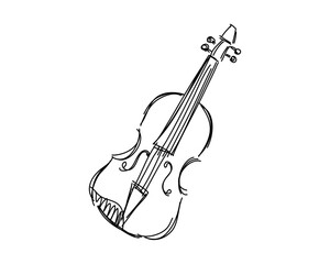 Obraz premium Doodle sketch style violin Hand drawn line vintage Editable stroke.