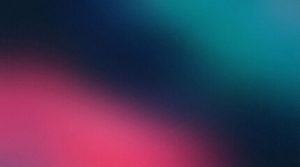 Obraz premium Smooth abstract gradient background transitioning from deep navy blue to a vibrant teal, with a subtle pink-to-purple hue on the left, featuring a fine grain texture.