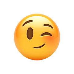 Fototapeta premium Yellow Smiley Face Emoji Winking Isolated on Transparent Background
