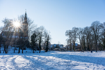 Der Kees'sche Park in Leipzig an einem verscheiten Wintertag