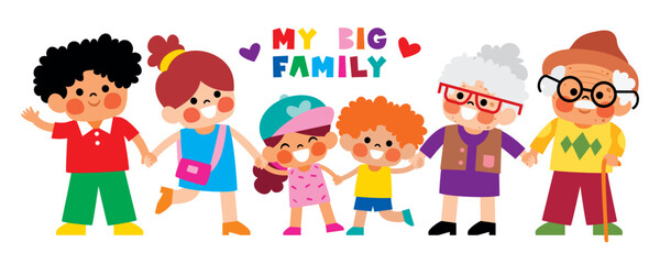 Fototapeta premium Cartoon Characters Of A Family