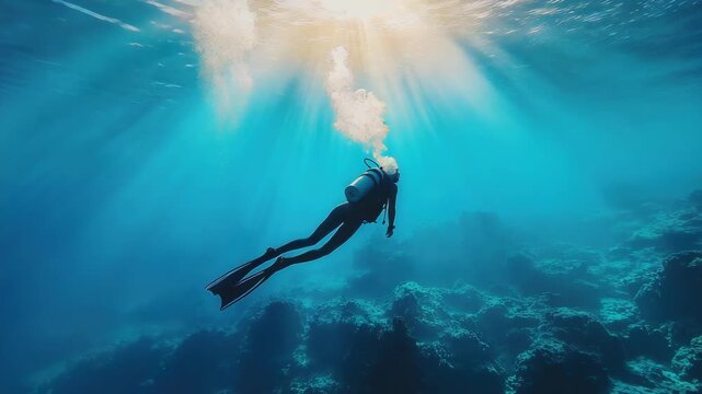 Tourist people diving with snorkel to see nemo fish , beautiful fish and coral at Island,copy space