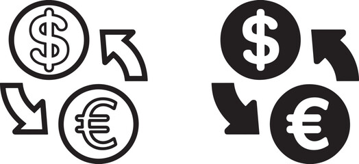 Obraz premium Currency exchange icons dollar and euro symbols with arrows representing financial transaction