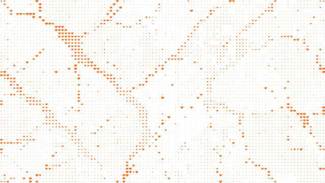 Orange heart halftone pattern background abstract dots, Warm love heart dot pattern background