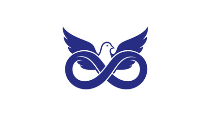 Stylized dove with wings and intertwined body forming an infinity symbol.