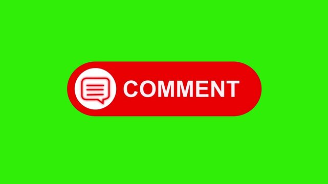Comment button animation for a video channel. comment text reveal animation, social media. Flat Design comment. comment icon Animation, 4k Comment Push Buttons for YouTube. red comment icon button.
