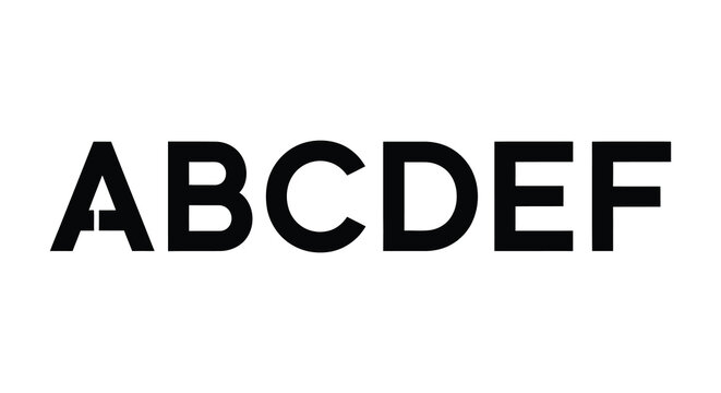 Bold black letters spelling abcdef are prominently displayed against a white background forming a stark silhouette high quality professional detailed modern