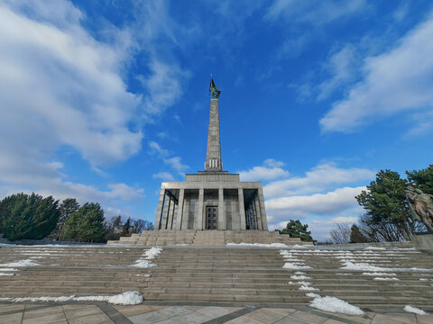 Monument of WWII Slavin in Bratislava Slovakia with a blue sky