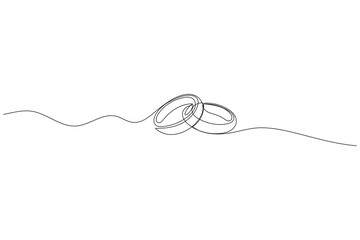 Wedding ring continuous one line drawing minimalist outline vector illustration